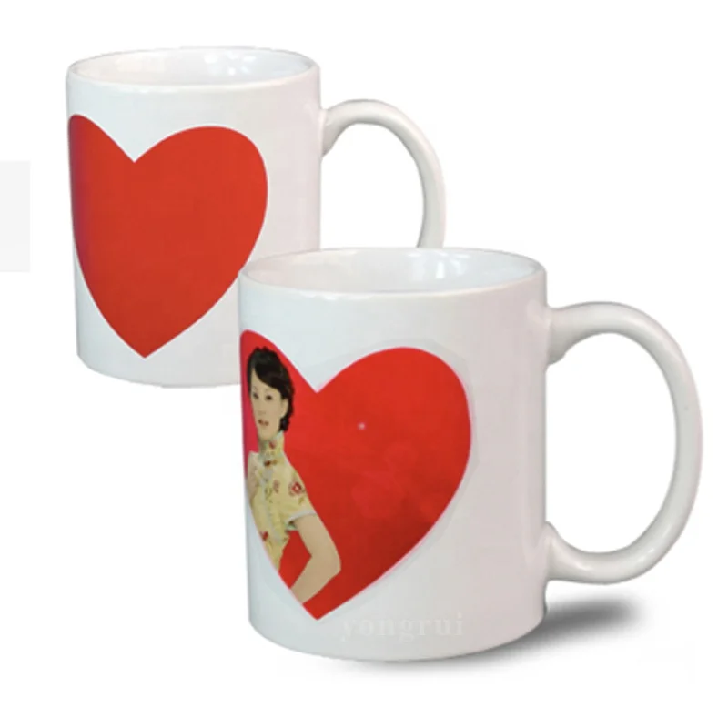 Novelties 11oz White Color Changing Coffee Tea Cup Custom Logo Printed Magic Ceramic Milk Mug