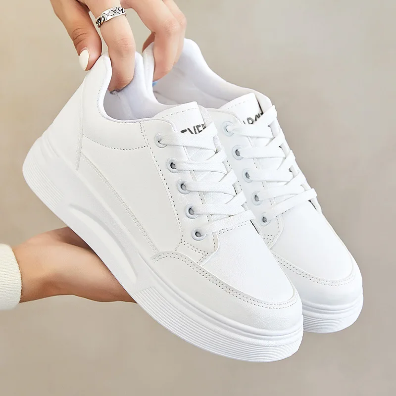 Thick-soled small white shoes women  spring new fashion white student round toe sneakers sports casual shoes