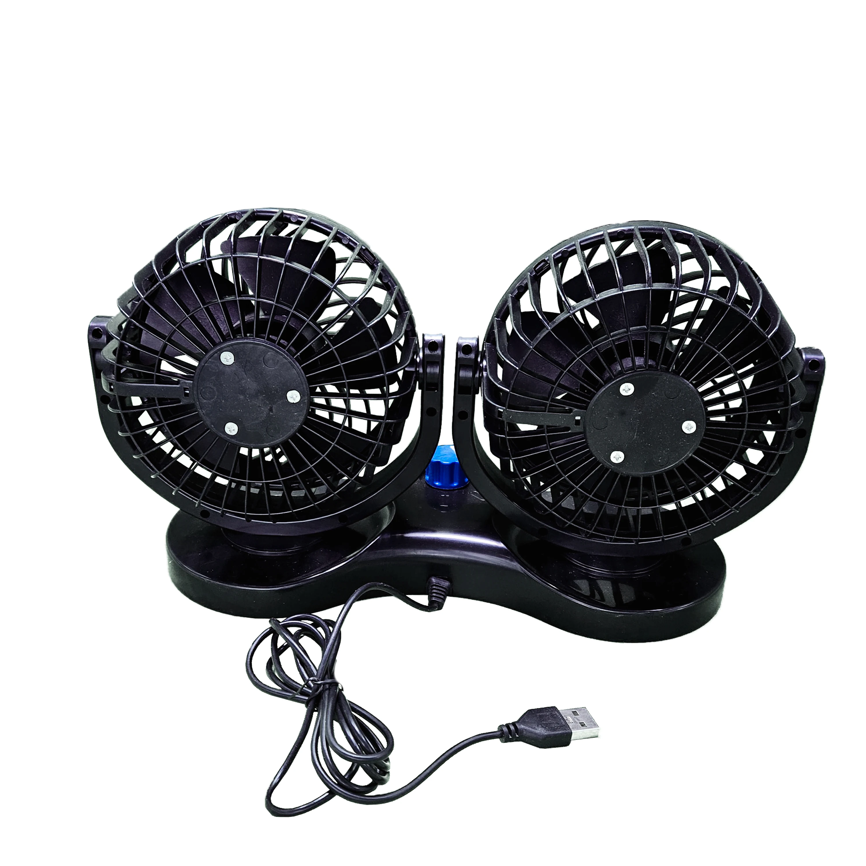 Summer new car two-head fan 3 leaf 4 inch cigarette lighter Car fan can rotate speed control car fan