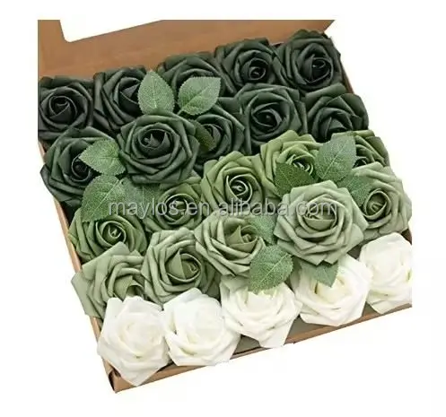 Зеленые цветы Maylos со стеблем зеленые розы для «своими руками» свадебные украшения центральные цветочные композиции свадебный душ