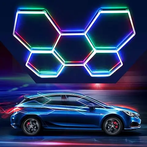 Шестигранный светодиодный фонарь для гаража RGB шестигранный светильник-358 красочные световые режимы игрового якоря освещение частного спортзала 