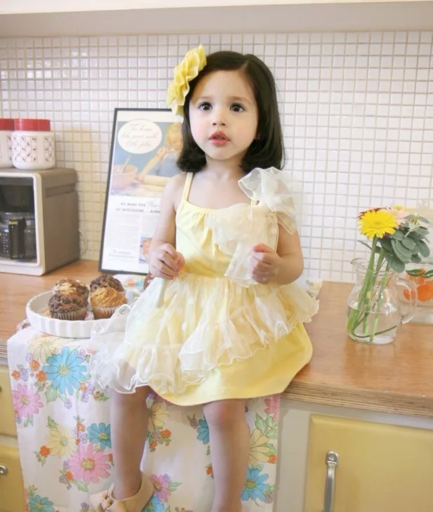 Детские милые платья для девочек в южнокорейском стиле от производителя платья на тонких бретельках для девочек
