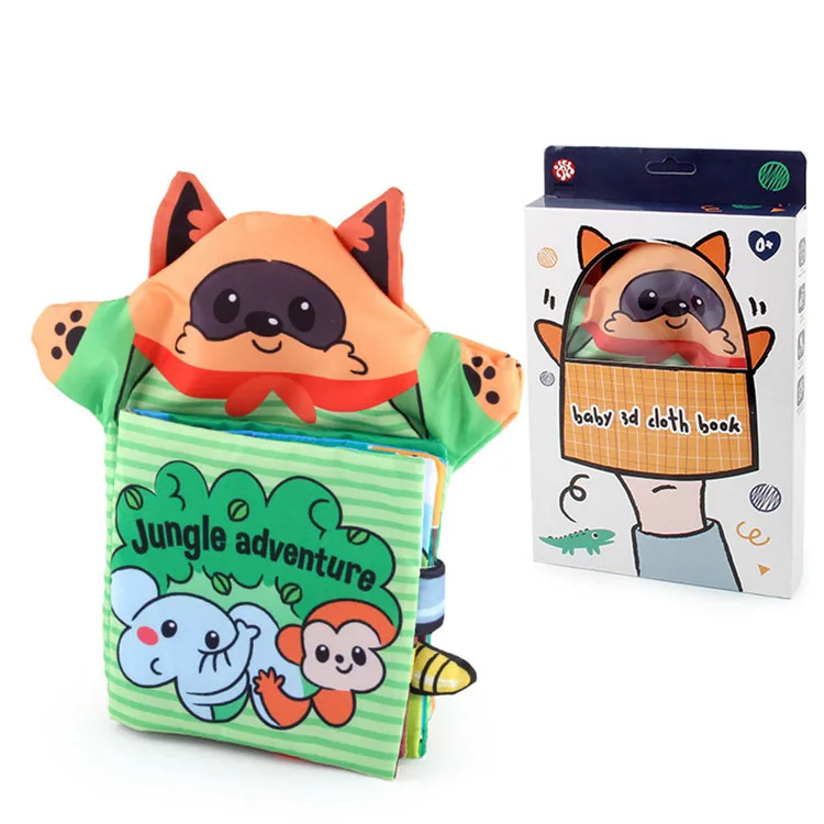 Early learning new design soft cloth book with Hand Puppet toy infant animal cloth book