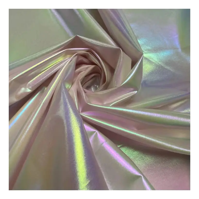 Customized 300T 50D SD Pongee Gold Stamping Bronzing Shimmer Shiny Sheen Metallic Fabric