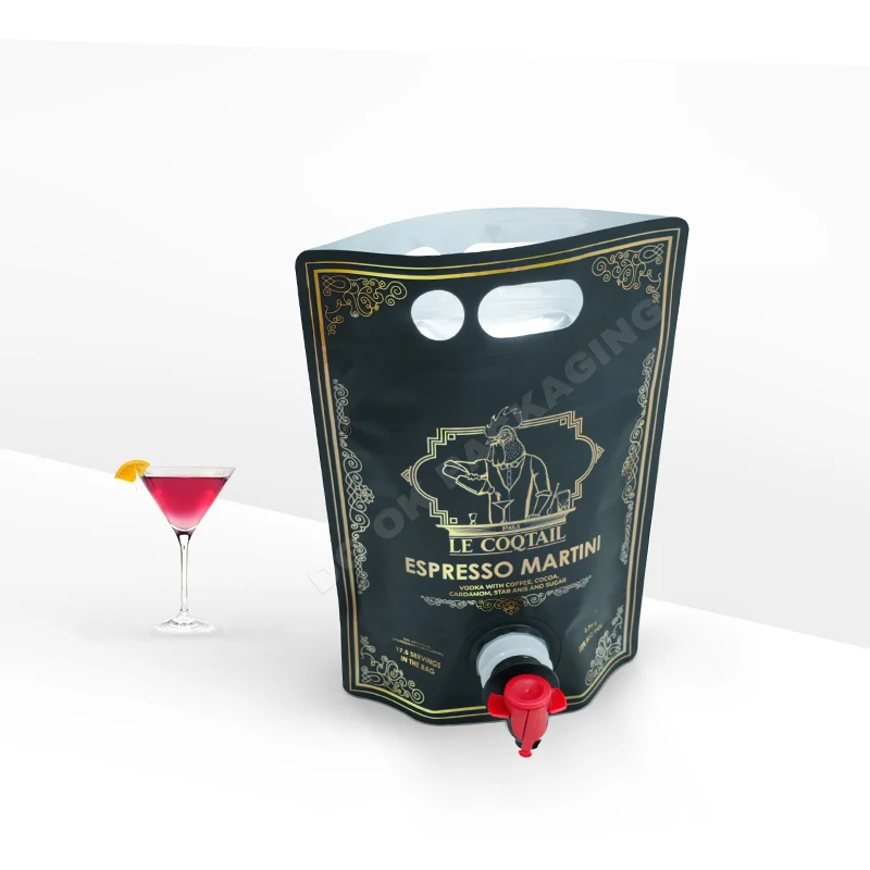 Custom Gravure Printing 1L 2lL3L 4L 5L  Secure Doypack Wine Pouch Liquid Packaging Bag Stand Up Bag In Box With Valve