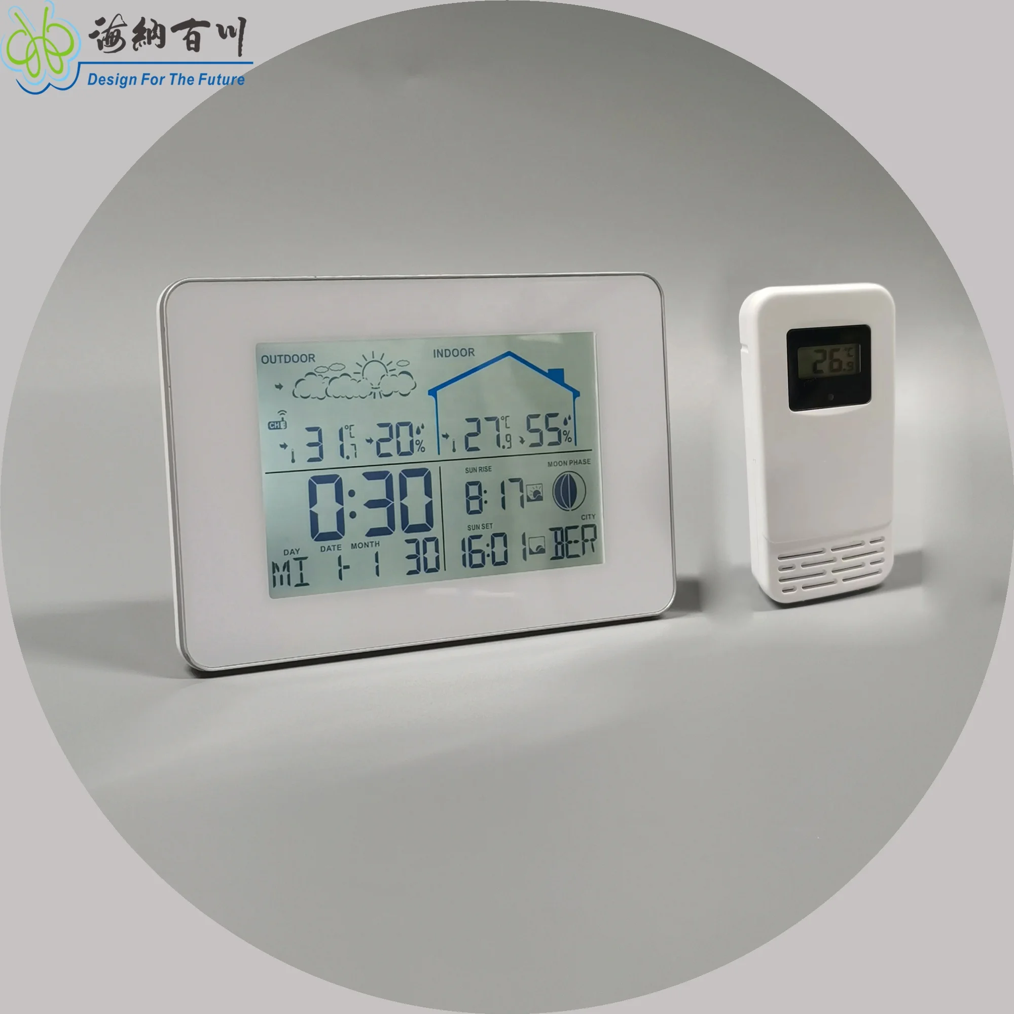 Wholesale Digital Weather Station Clock Plastic Flat Clock Outdoor Desktop Use USB Factory Direct Office Living Room OEM/ODM