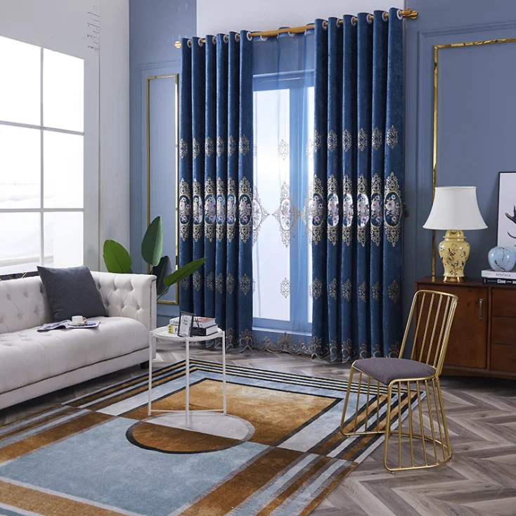 hot sale luxury european style window curtain  ready made finished curtains for living rooms