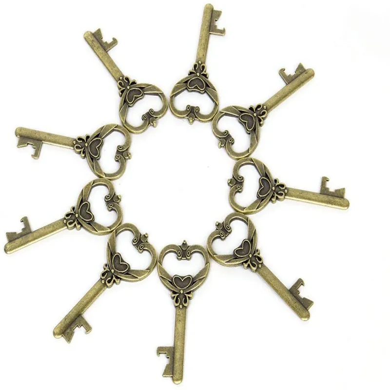 50pcs/bag Wholesale Creative Items Heart Shape Retro Gifts Wedding Favors Key Bottle Opener