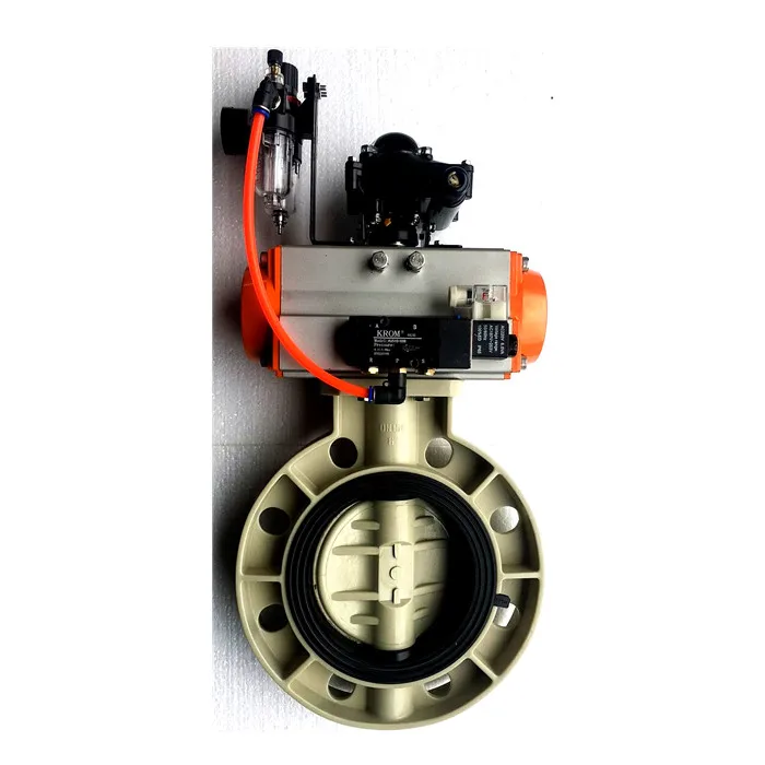 single acting normal close solenoid valve air filter limit switch UPVC PPH butterfly ball valve pneumatic drive