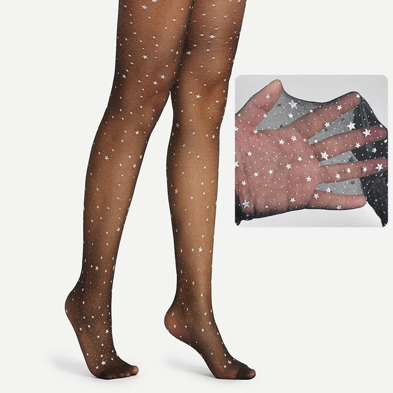 
SW649 Summer Fashion Star Black Ultra Thin Transparent Women Sexy Pantyhose Tights 
