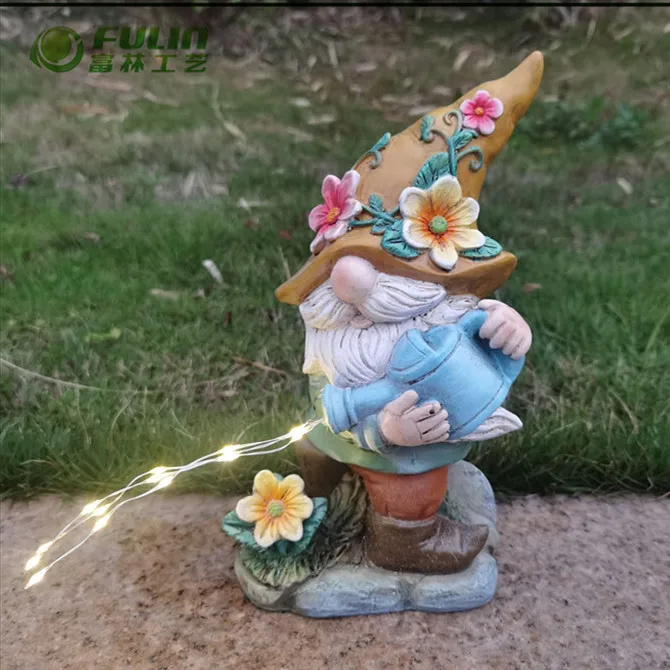 Украшение для дома сада статуя гнома из смолы с солнечным световым светом безликая фигурка карлика