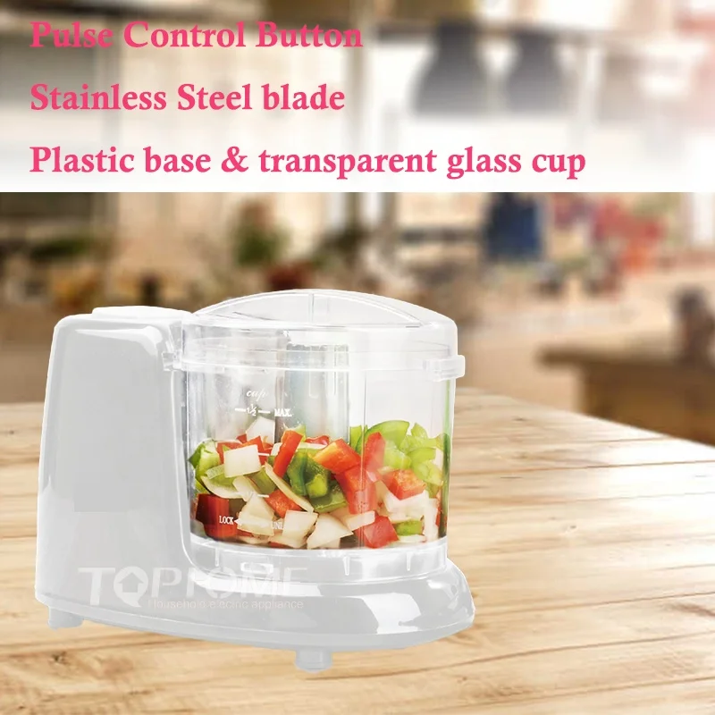 1.5Cup Glass Cup Plastic Electric Household Food Blender Meat Grinder Mini Food Chopper