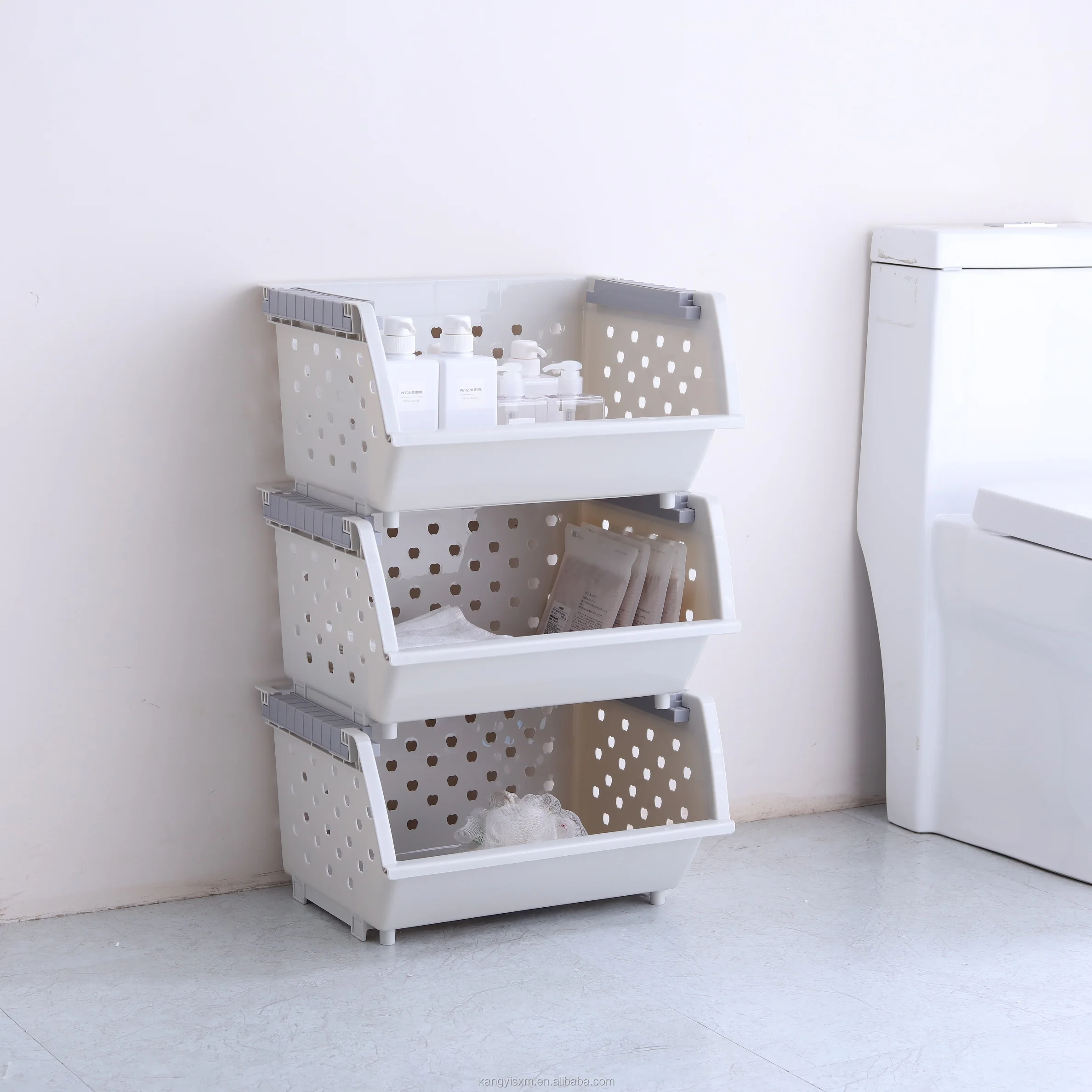 Kitchen bathroom storage basket Multilayer stackable fruit and vegetable basket Home storage rack detachable storage rack