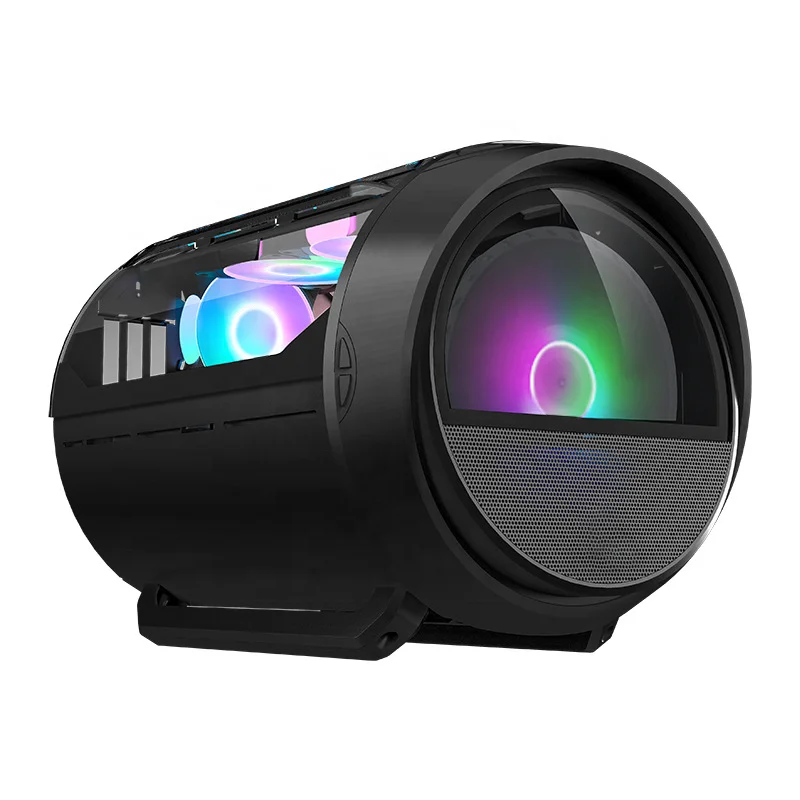 2024 Wholesale Colourful Mid Tower Gaming PC Case with USB Audio Ports Circular ATX Supporting Micro ATX for PC Applications