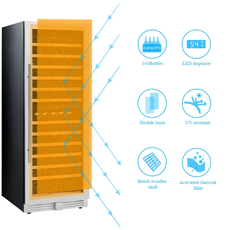 Двухзонный автономный встроенный электрический винный холодильник с инверторным компрессором