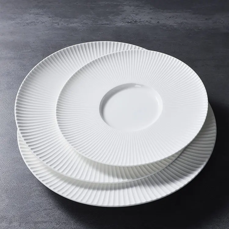 Guangzhou Tableware White Porcelain Hotel Dishes Dinner Sets Dinnerware Set Bone China Plates Flat Ceramic