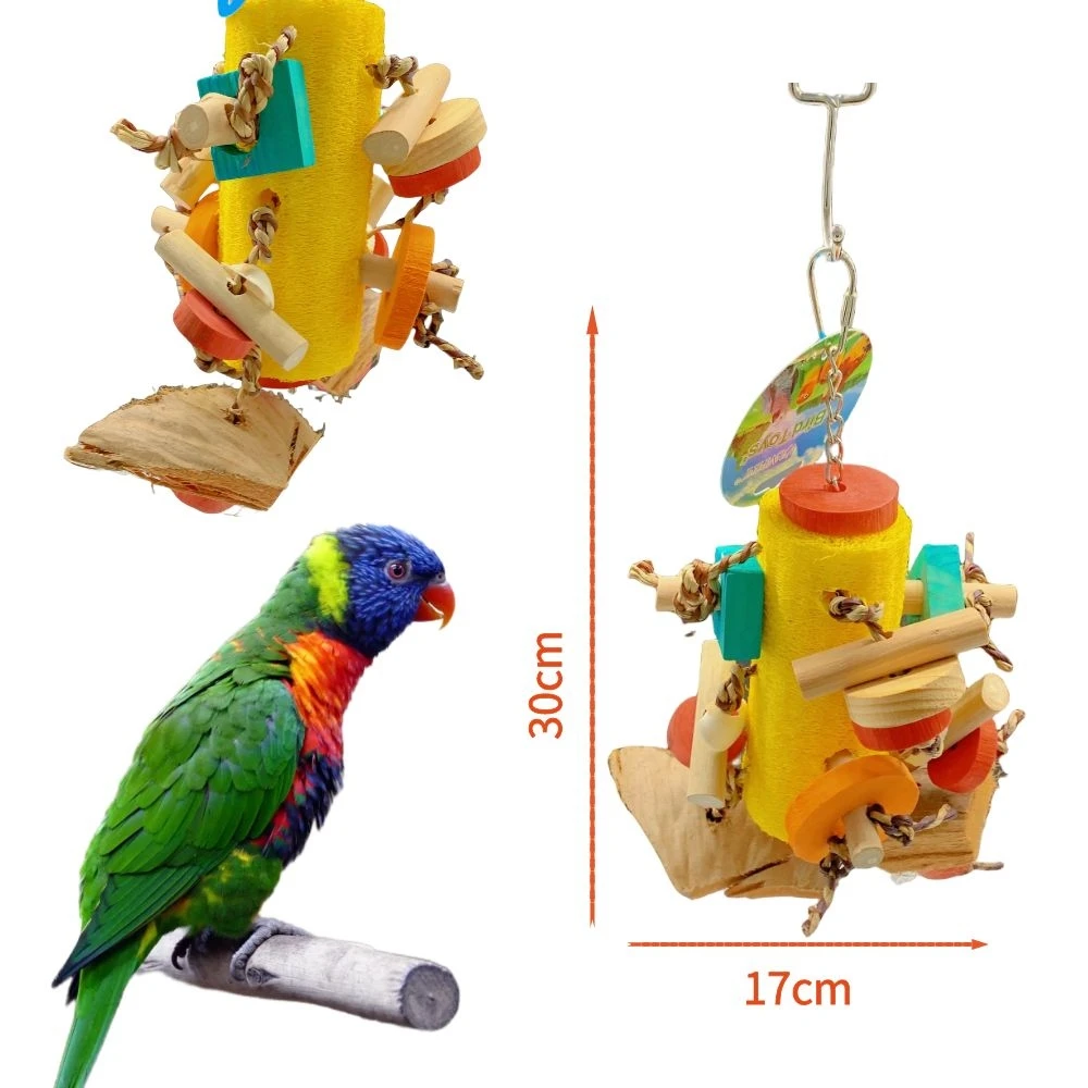 Colorful Pet Bird Cage Perches Parrot Chew Toy for Sale Natural Living Wooden bird ladder  for parrots toy cage toy