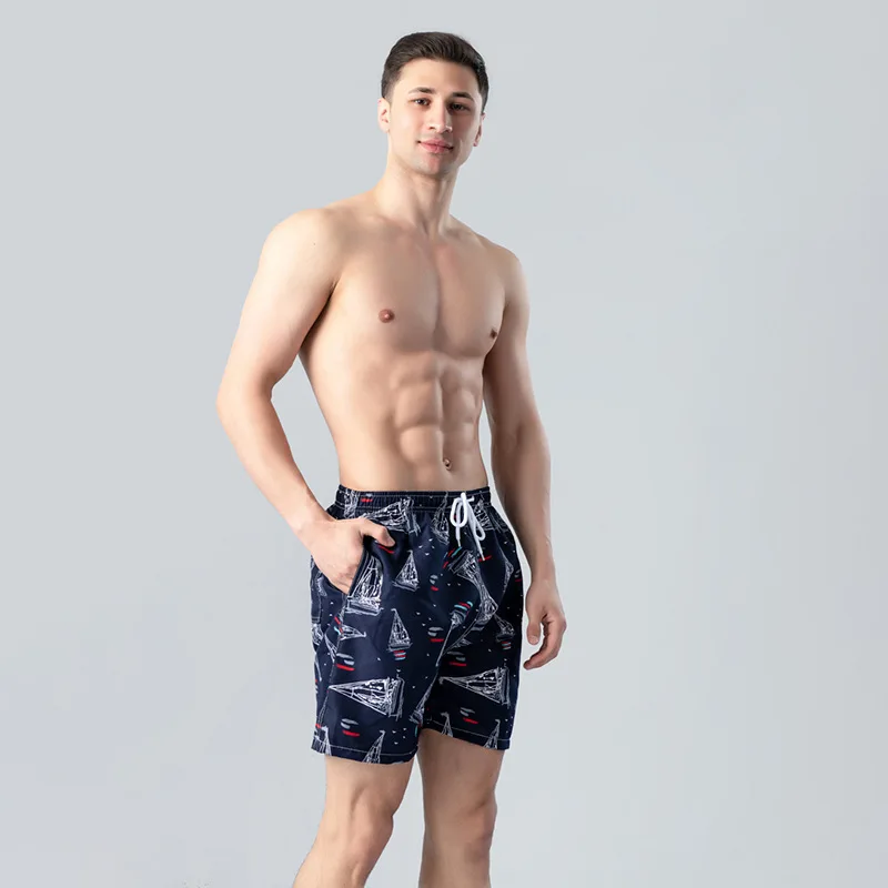 American flag summer men swimming polyester beach shorts custom logo plus size loose sports surf shorts