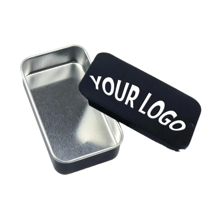 Small Rose Gold/Black Mint/Lip Balm/Solid Perfume/Soap Packaging Slide Top Metal Rectangle Tin Can/Case/Box