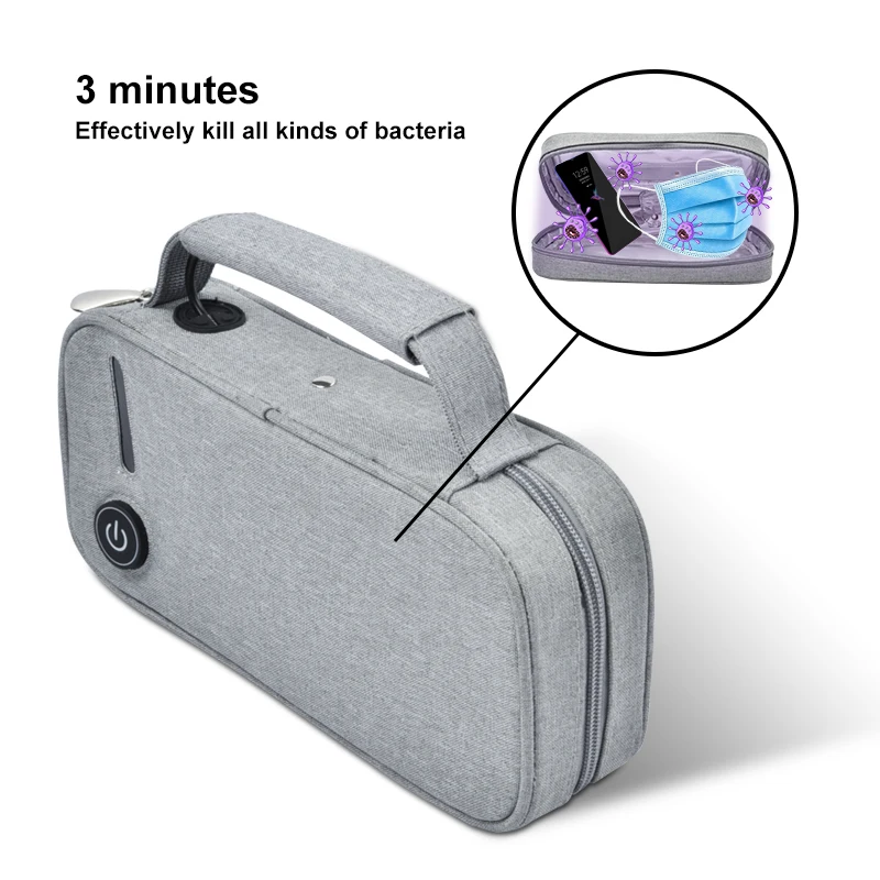 BSCI Supplier CE Certificates Sterilizer Box Travel Lightweight Premium LED Light UVC Sanitizer Bag