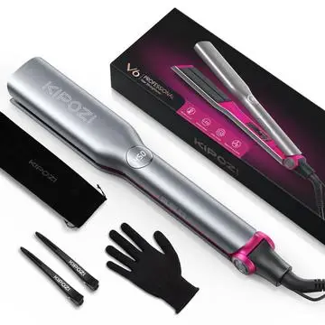 KIPOZI V6 Hair Straight Curler 2 in 1 Wide Plate Titanium ionic Flat Iron Hair Straightener