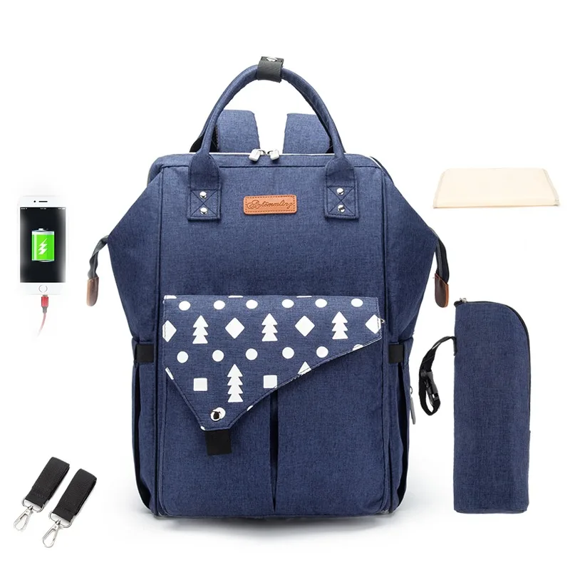 Double Shoulder Mom Bag Print 2024 Cross-border Hot Sale Multifunctional Waterproof 4 Piece Backpack Polyester 