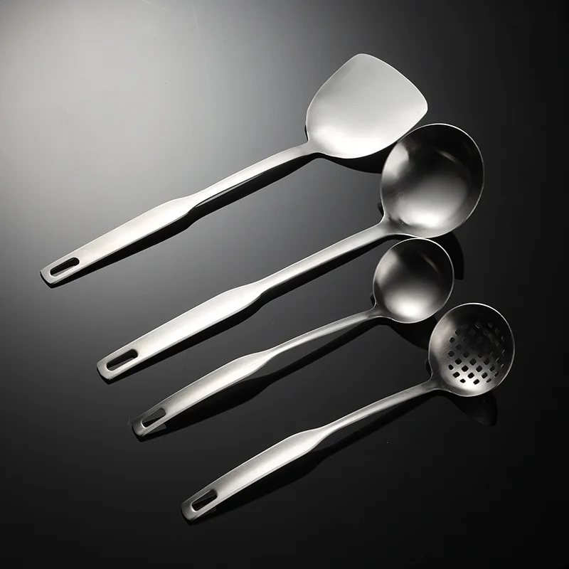 Matte Stainless Steel Cook Soup Ladle Spoon Spatula Set 4pcs Kitchen Tools Set Cooking Utensils