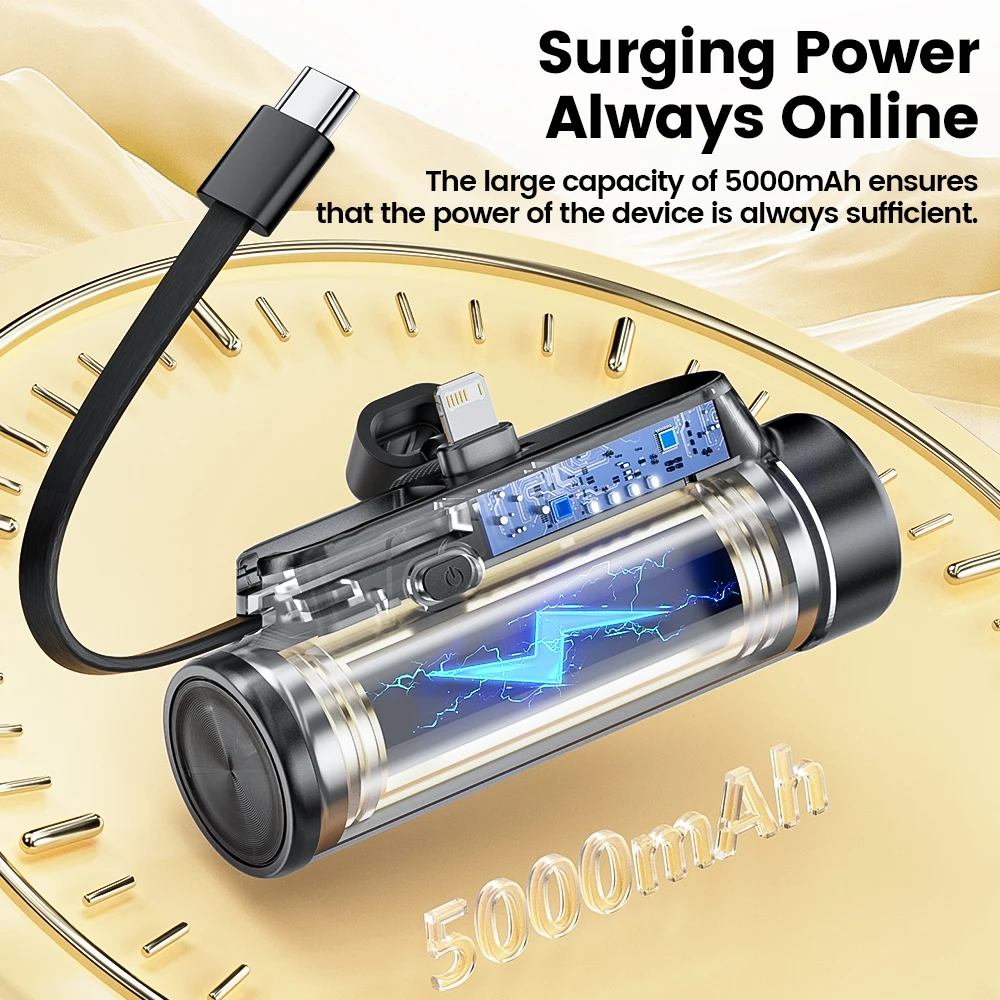 Toocki 5000 mah Multifunctional Black powerbank portable fast charger travel battery bank