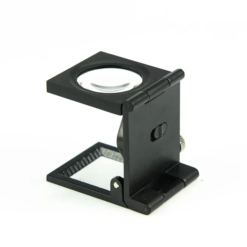 2025 New 8X Metal Black Scale Magnifying Glass Foldable Linen Tester And Printer Magnifier