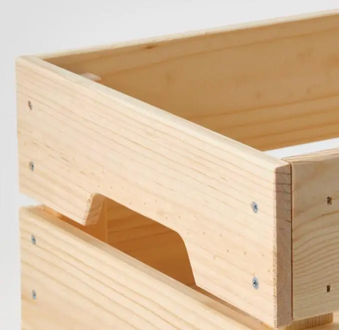 Custom Eco-friendly Unfinished Pine Wooden Square Vegetable Fruit Storage Crate Box