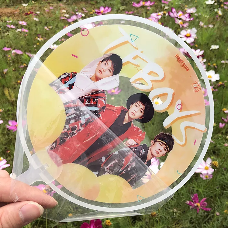 Korea event transparent picket custom single double sided printing large waterproof plastic PVC Hand Fan