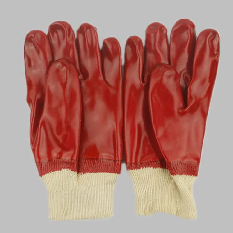 pvc dotted working glove for industrial use,red PVC knitted work gloves