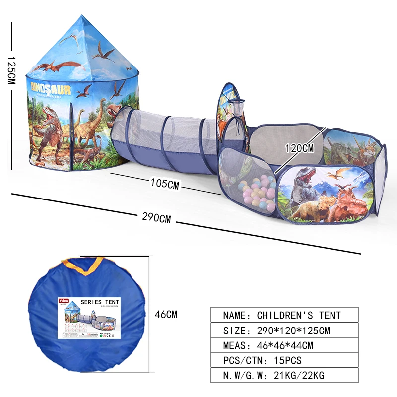 Boy Girl Star Dinosaur Kids Play House Tunnel Tent Ocean Ball Pool Baby Outdoor Camping Game Toy Pop up Yurt With Wing