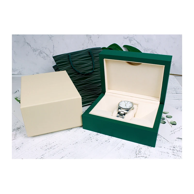 Luxury  Green Leather Paper Retro Watch Box  Wrist Watch Jewelry Organizer Christmas Gifts Box