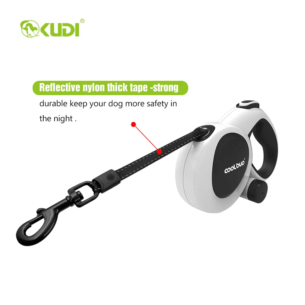 16ft Reflective Nylon Tape Heavy Duty Walking Retractable Dog Leash For Large Medium Breeds