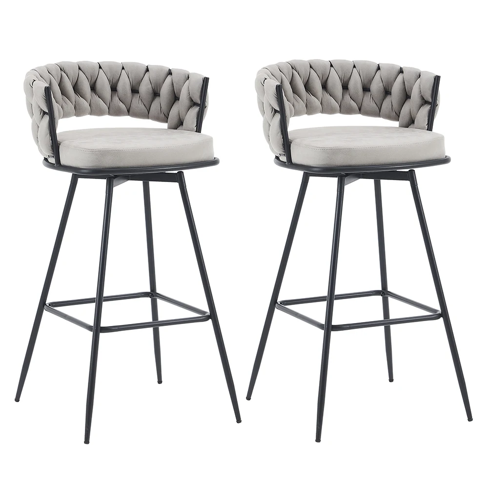 New Arrival Modern 360 Degree Swivel Four Metal Legs Upholstered Velvet Kitchen Bar Chair Chaise De Bar with back