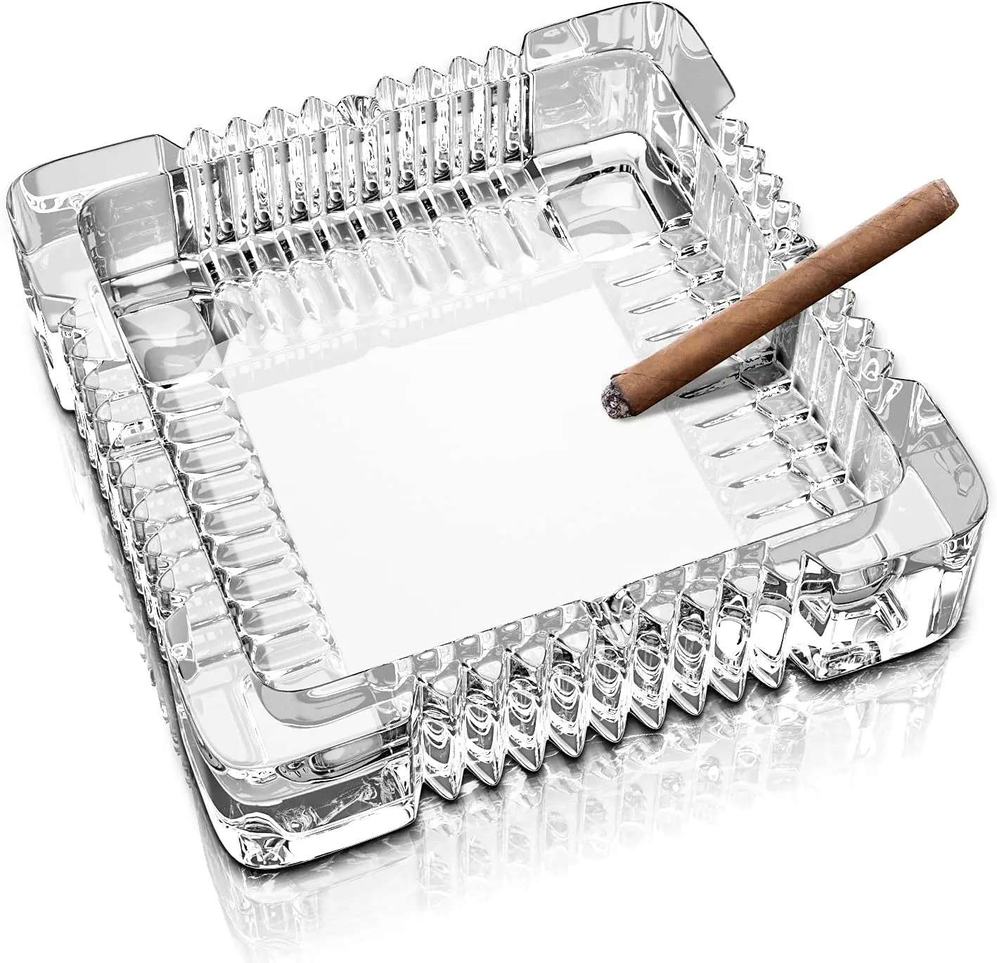 Spot free sample square personality design crystal clear glass ashtray