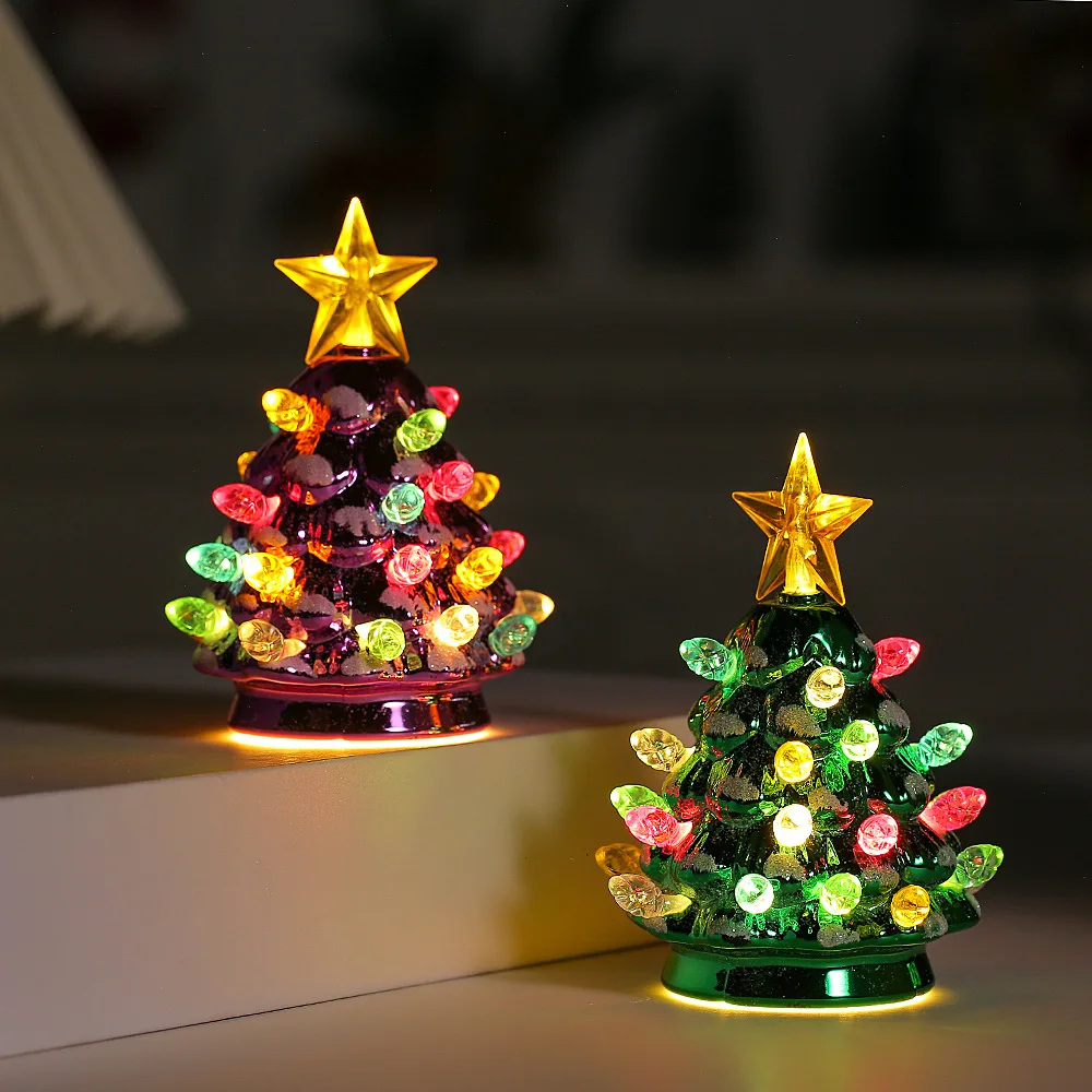 Creative Christmas Decorations Mini Christmas Tree With Led Lights Tabletop Decorations Scene Layout Christmas Gifts