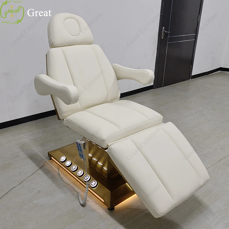 Современное оборудование для салонов красоты белый золотой массажный стол лица спа-кровать Электрический салон кровать продажи