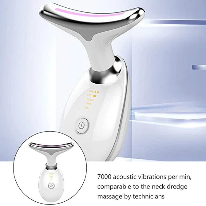 22 Electric Portable Smart Sonic High Frequency Vibration Face & Neck Lifting Massager With Heating