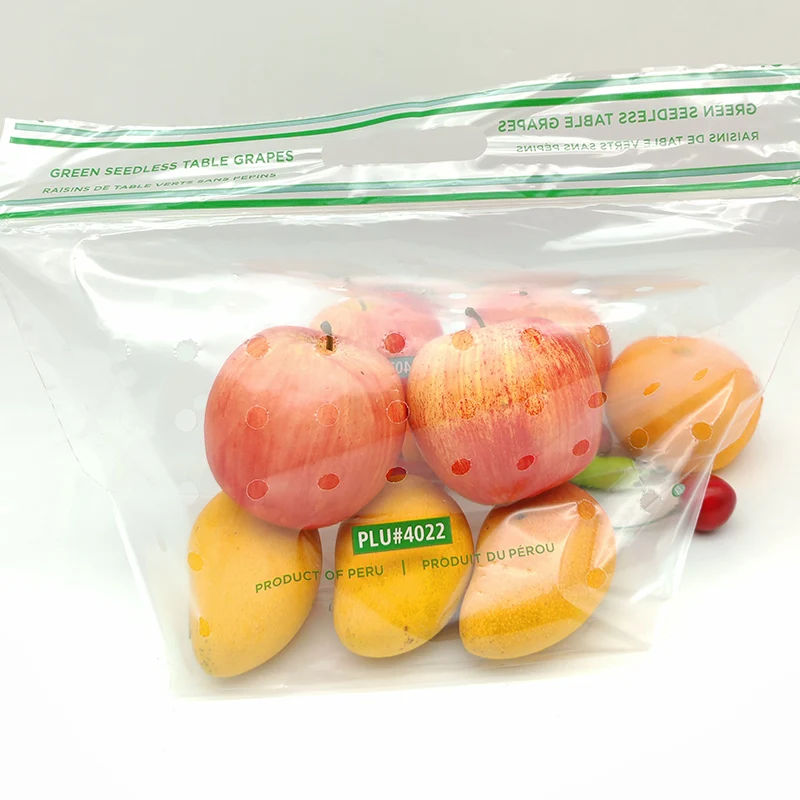 Customized portable fruit packaging bag, self-standing zipper vegetable and fruit bag opp/cpp from the United States grape bag
