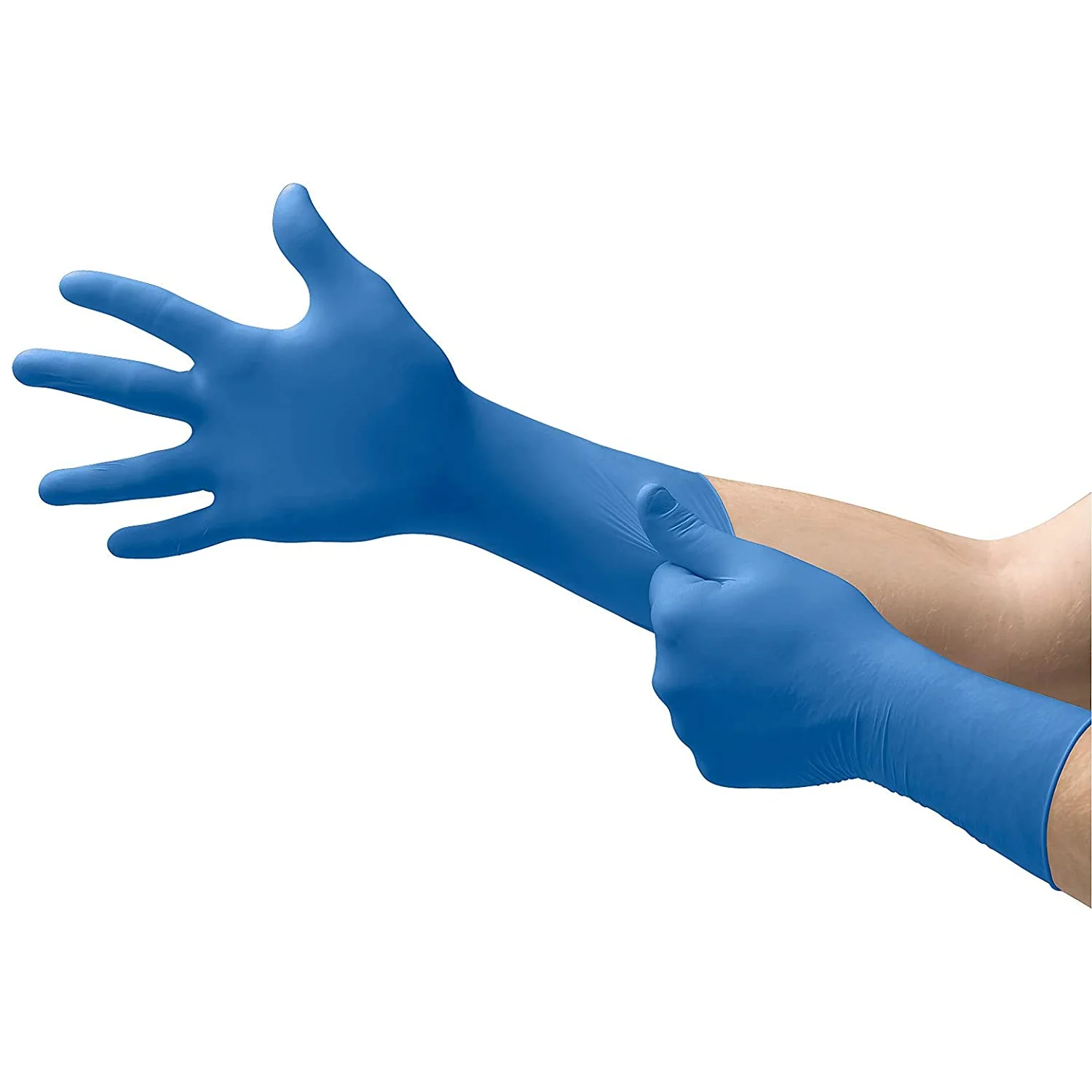 SG-375 Disposable Latex Gloves Medical / Exam Grade, Long Cuff, Thick Powder Free in Natural Rubber, Box of 50 Units