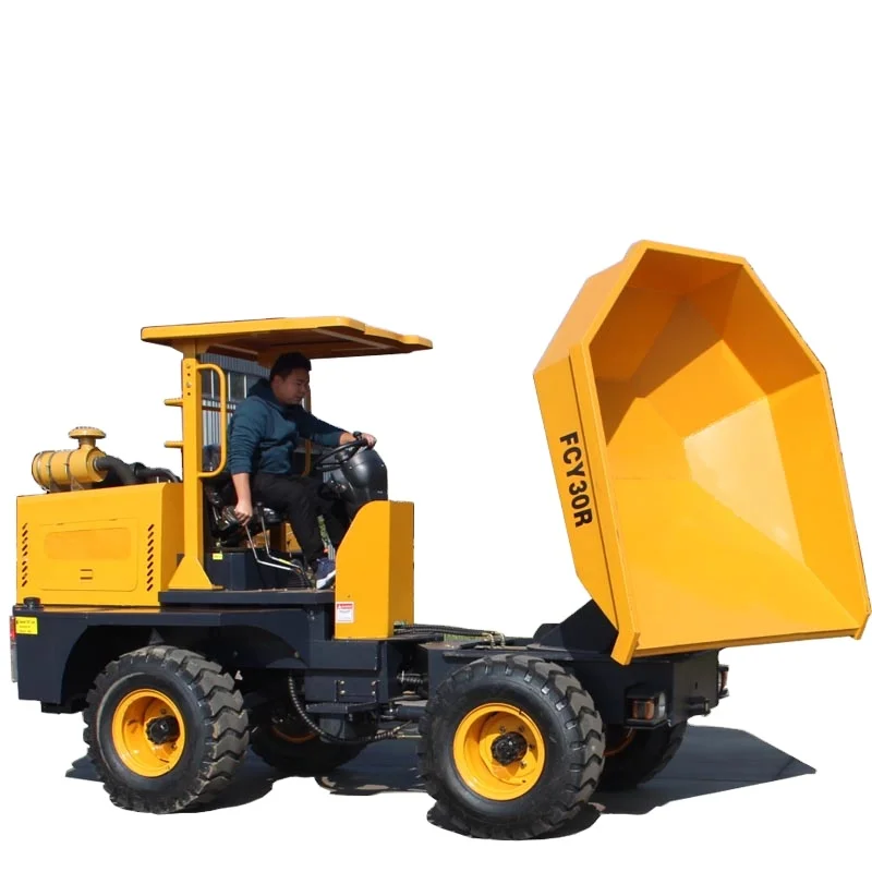 articulated CE  EPA/EURO5 Diesel Engine 4WD 3T Concrete Hydraurlic FCY30R Compact Mini Site Dumper Rotary Bucket For Mining Farm