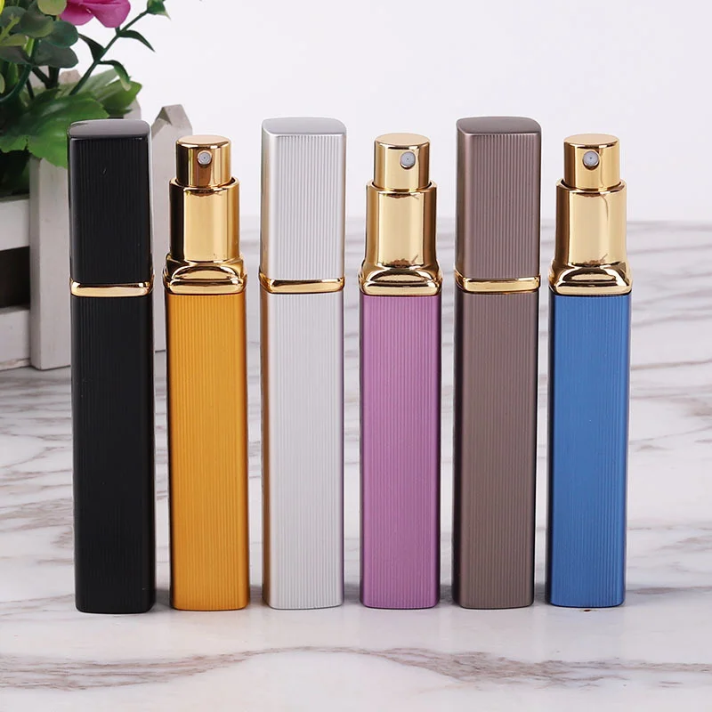 Perfume Bottle Refillable12ml Luxury Cosmetic Small Glass Lined Spray Bottle Take it with you Pink Blue Gold Silver Black Brown