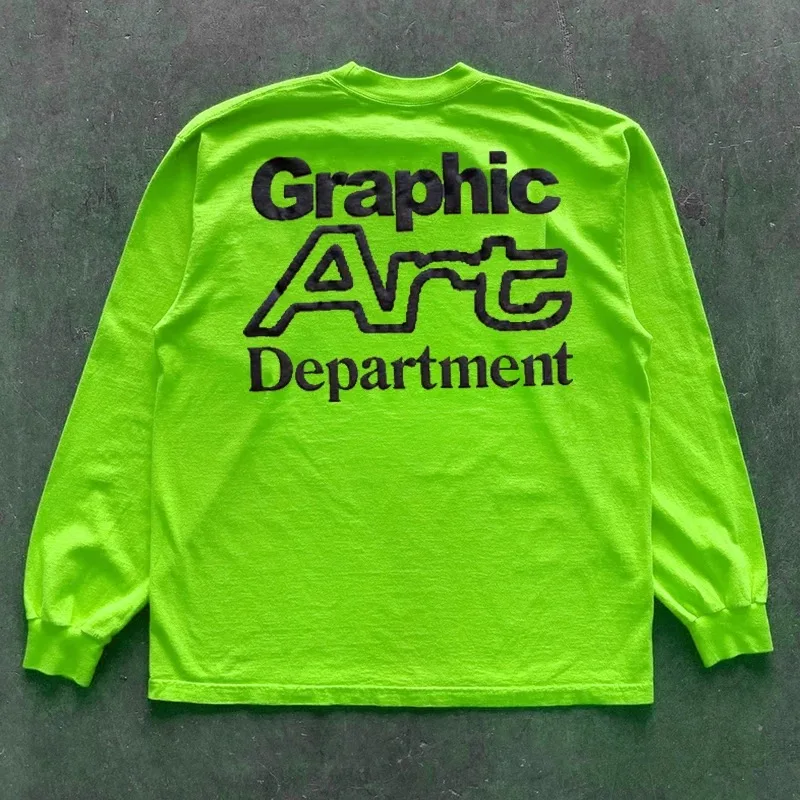 New Blank Streetwear 100% Cotton Mens Oversize Shirts Custom 3D Puff Print Long Sleeve T-Shirt for Men