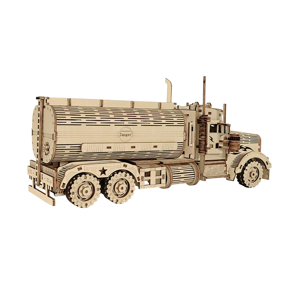 Factory Direct Sales Customization Wooden Fuel Tank Car 3d Wood Puzzle Toys Assembly Handmade Car Model