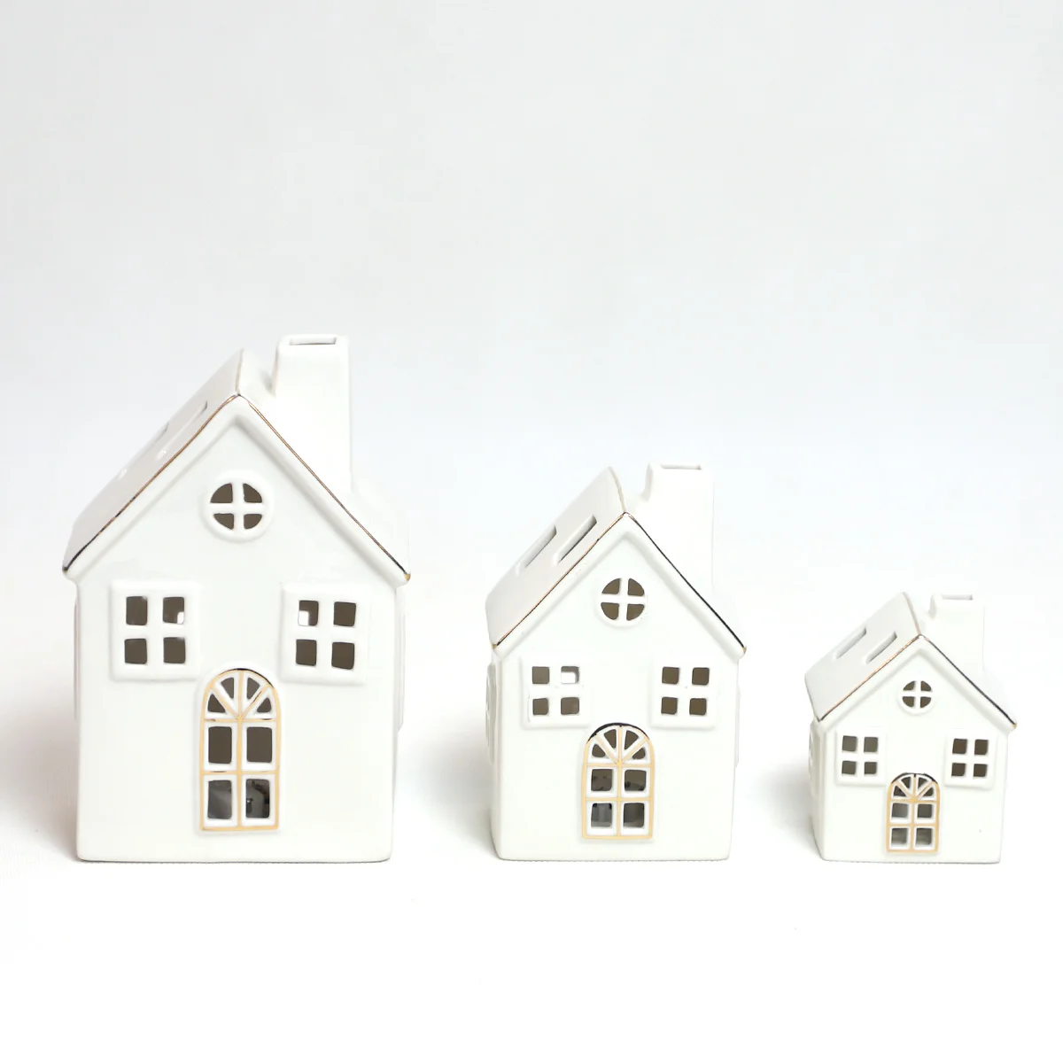 Christmas Miniature Houses Led Ceramic Christmas Village Houses Small Ornament With LED lights for Decoration For sale