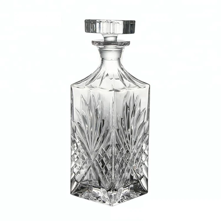 Wholesale 750ml Soda-lime Engraved Crystal Glass  Wine Whiskey Bottle Decanter Set