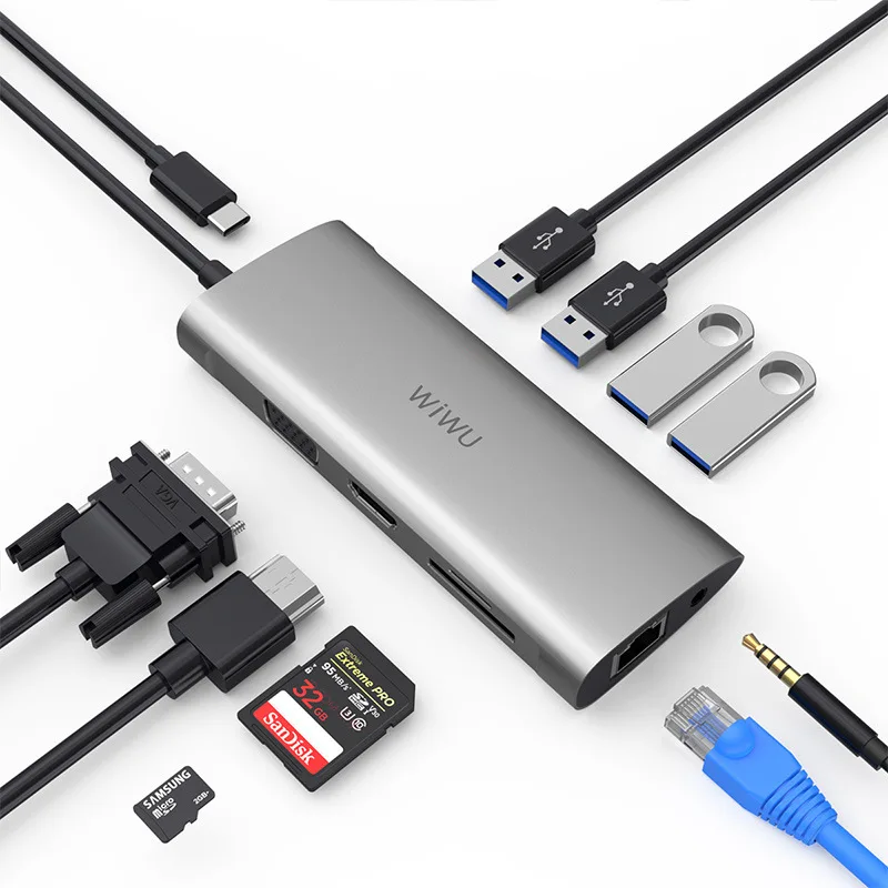 11 в 1 плата расширения для ноутбука из алюминиевого сплава type-c док-станция USB концентратор многоэкранного