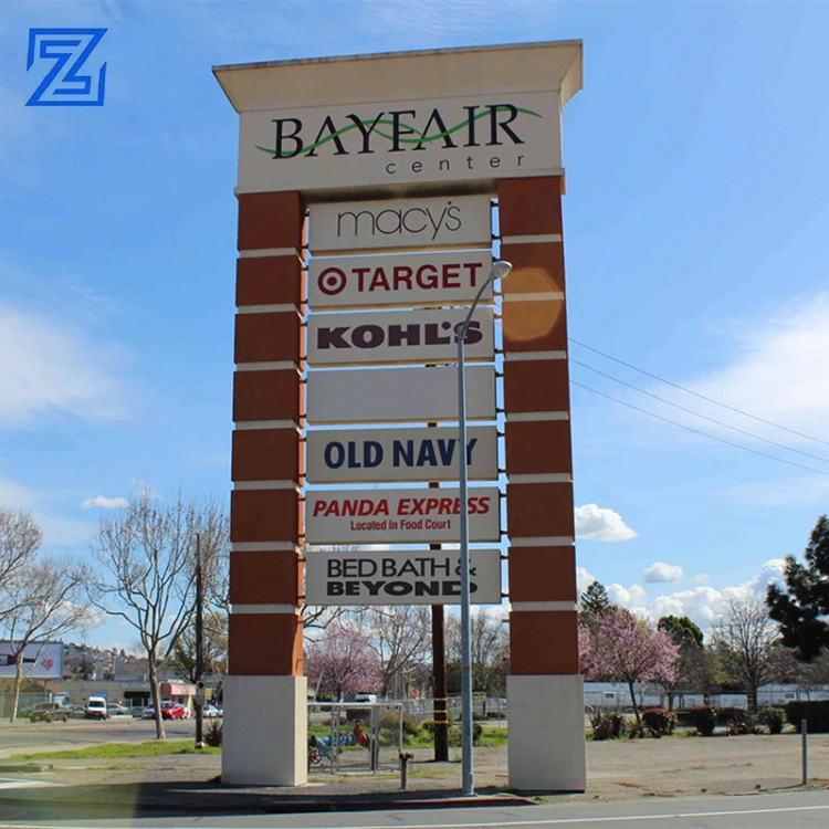 Custom pylon sign free standing parking pylon signage pylon signs outdoor metal backlit letter sign board